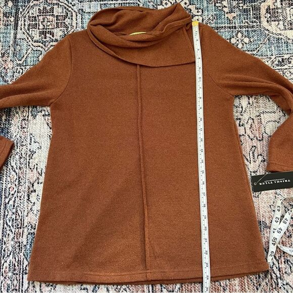 Trisha Tyler NWT Rust Orange Brown Cowl Neck Sweater Petite Small - Picture 8 of 11